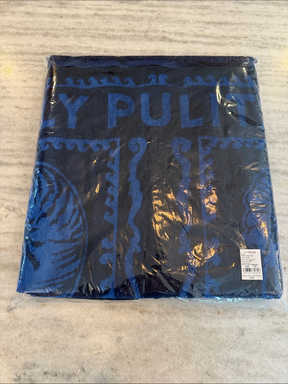 NEW Lilly Pulitzer Low Tide Navy Luxe Jacquard Beach Towel